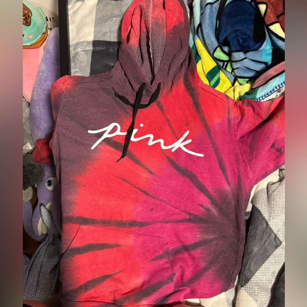PINK/VICTORIAS SECRET sweatshirt. Size L. Super cute tie-dye colors